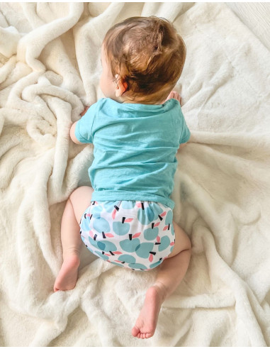 Lot de 20 couches lavables évolutives unies garçon + 20 inserts