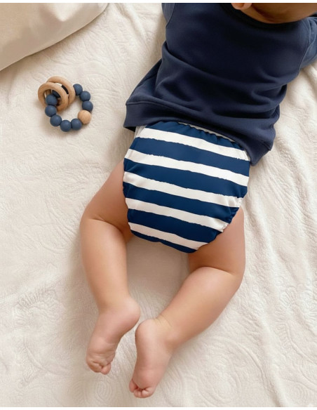 Lot de 20 couches lavables évolutives unies garçon + 20 inserts