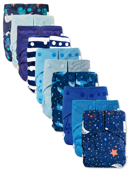 Lot de 10 Couches lavables intégrales évolutives tout en un insert en bambou Capucine