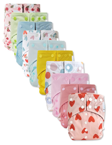 Lot de 10 Couches lavables intégrales évolutives tout en un insert en bambou Capucine