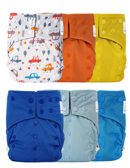 Lot de 6 Couches lavables intégrales évolutives tout en un insert en bambou