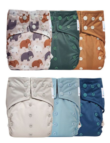 Lot de 6 Couches lavables intégrales évolutives tout en un insert en bambou