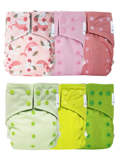 Lot de 6 Couches lavables intégrales évolutives tout en un insert en bambou