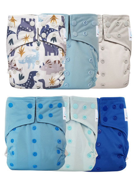 Lot de 6 Couches lavables intégrales évolutives tout en un insert en bambou