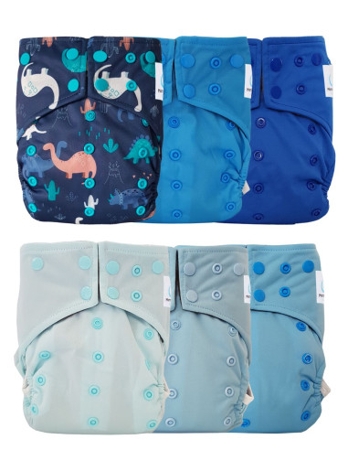 Lot de 6 Couches lavables intégrales évolutives tout en un insert en bambou