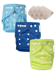 Conjunto de 3 Pañales Lavable TE1 diseñado en materiales certificados Oeko TEX®