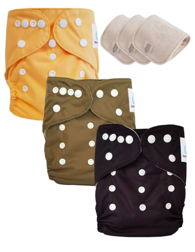 Lot de 3 Couches lavables Te1 certifiées OEKO TEX®