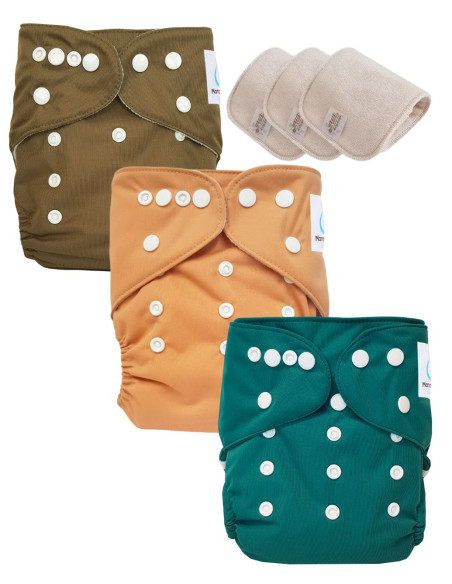 Lot de 3 Couches lavables Te1 conçues en matériaux certifiés OEKO TEX®