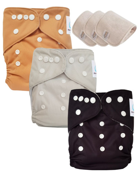 Conjunto de 3 capas lavables TE1 diseñadas en materiales certificados Oeko TEX®