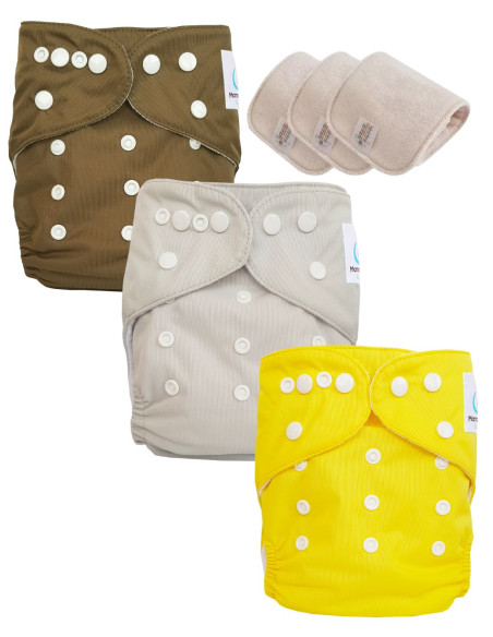 Lot de 3 Couches lavables Te1 conçus en matériaux certifiés OEKO TEX®