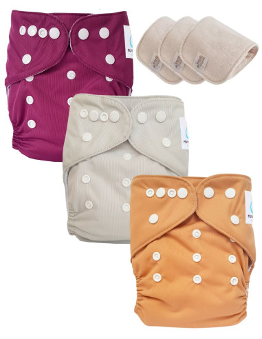 Lot de 3 Couches lavables Te1 conçues en matériaux certifiés OEKO TEX®