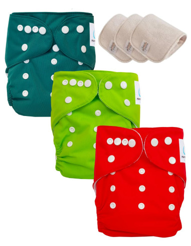 Set van 3 Windeln WASBARE TE1 GECERTIFICEERD OEKO TEX®