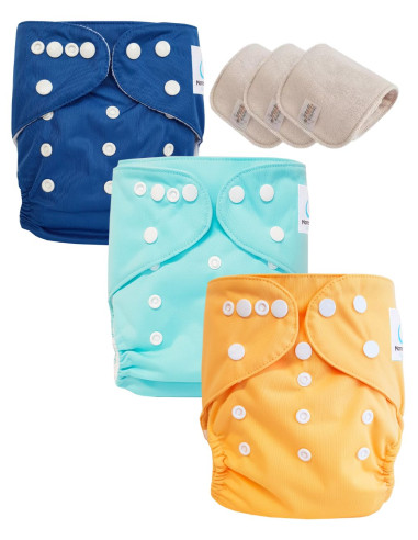 Conjunto de 3 Pañales Lavable TE1 diseñado en materiales certificados Oeko TEX®