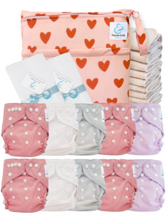 Complete Pack Cover Diapers Certified Oeko Tex® + 10 Cotton Inserts + Waterproof Bag + Protective Sails