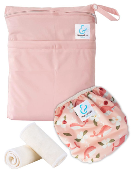 Couche de bain bébé et son sac imperméable avec absorbant