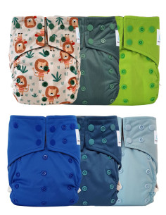 Lot of 6 Evolutionary Full Washable Diapers All in a Bamboo Insert
