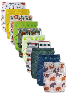 Lot de 10 Couches lavables intégrales évolutives tout en un insert en bambou Alma