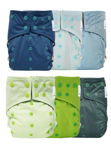 Lote de 6 pañales evolutivos lavables completos en un inserto de bambú