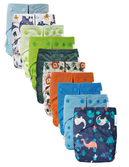 Lot de 10 Couches lavables intégrales évolutives tout en un insert en bambou spéciales nuit