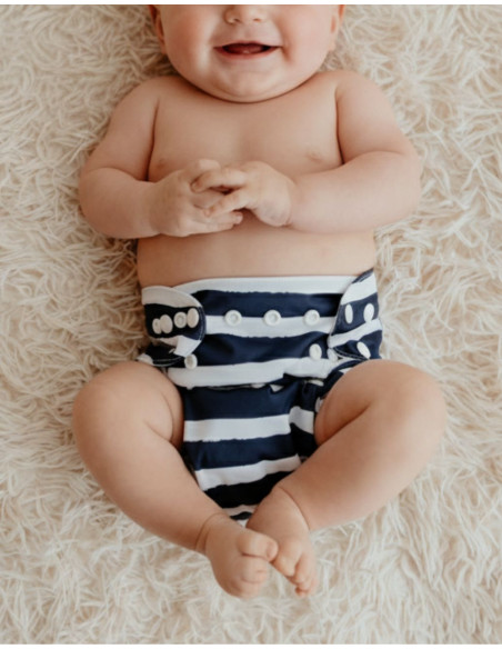 Couche Lavable Tout en deux TE2 avec système évolutif motif mariniere