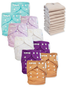 Lot de 10 Couches lavables tout en Un TE1 certifiées OEKO TEX