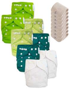 Lot de 8 Couches lavables tout en Un Te1 certifiées OEKO TEX