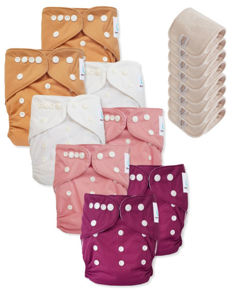 Lot de 8 Couches lavables tout en Un Te1 fabriquées en matières certifiées OEKO TEX