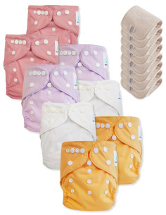 Lot de 8 Couches lavables tout en Un Te1 certifiées OEKO TEX