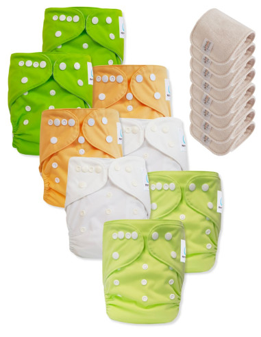 Lot de 8 Couches lavables tout en Un Te1 fabriquées en matières certifiées OEKO TEX