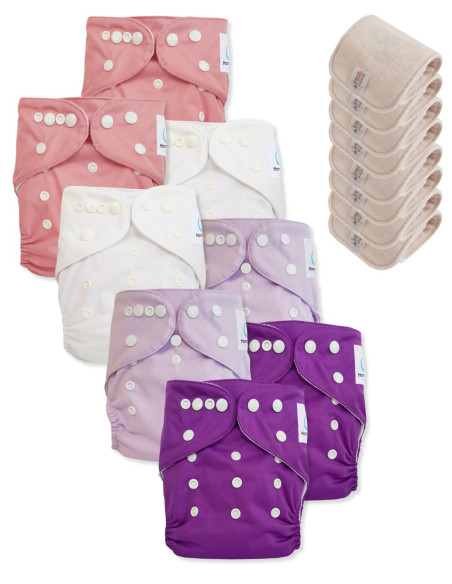Lote de 8 Pañales Lavable todo en uno TE1 hecho de certificado Oeko Tex