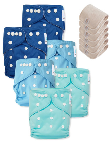 Lot de 6 Couches lavables tout en Un Te1 certifiées OEKO TEX