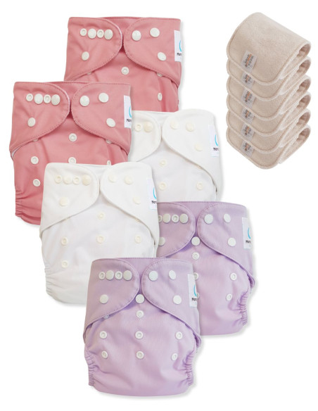 Lot de 6 Couches lavables tout en Un Te1 conçues en matières certifiées OEKO TEX