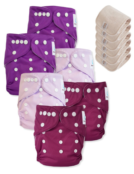 Lot de 6 Couches lavables tout en Un Te1 certifiées OEKO TEX