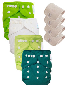 Lot de 4 Couches lavables tout en Un Te1 conçues à partir de matériaux certifiées OEKO TEX