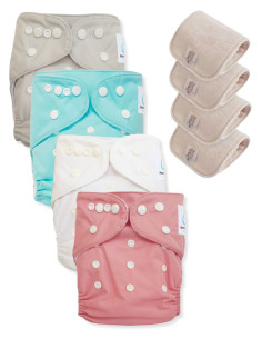 Lot de 4 Couches lavables tout en Un Te1 certifiées OEKO TEX