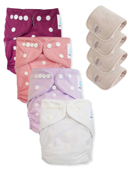 Lot de 4 Couches lavables tout en Un Te1 conçues à partir de matériaux certifiées OEKO TEX