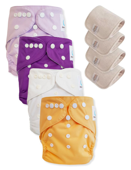 Lot de 4 Couches lavables tout en Un Te1 conçues à partir de matériaux certifiées OEKO TEX