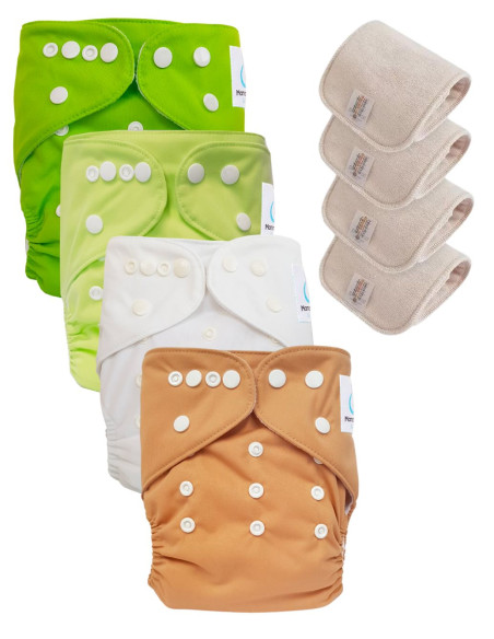 Lot de 4 Couches lavables tout en Un Te1 conçues à partir de matériaux certifiées OEKO TEX