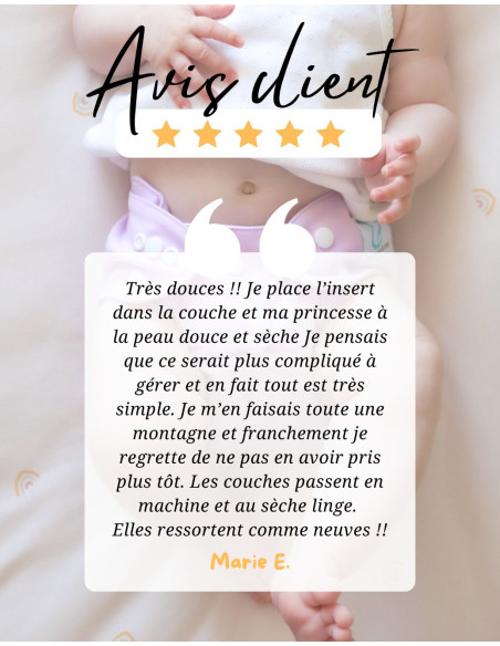 Lot de 4 Couches lavables tout en Un Te1 conçues à partir de matériaux certifiées OEKO TEX