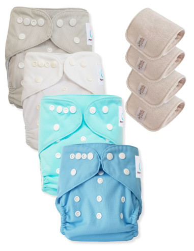 Lot de 4 Couches lavables tout en Un Te1 conçues à partir de matériaux certifiées OEKO TEX