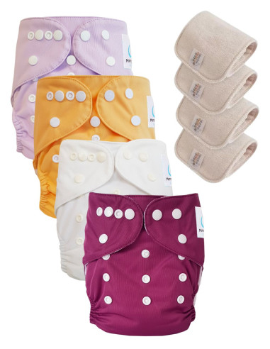 Lot de 4 Couches lavables tout en Un Te1 conçues à partir de matériaux certifiées OEKO TEX