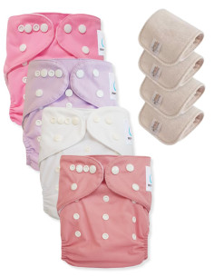 Lot de 4 Couches lavables tout en Un Te1 conçues à partir de matériaux certifiées OEKO TEX