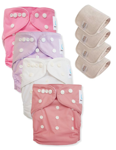 Lot de 4 Couches lavables tout en Un Te1 conçues à partir de matériaux certifiées OEKO TEX