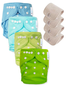 Lot de 4 Couches lavables tout en Un Te1 conçues à partir de matériaux certifiées OEKO TEX