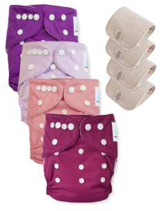 Lot de 4 Couches lavables tout en Un Te1 conçues à partir de matériaux certifiées OEKO TEX