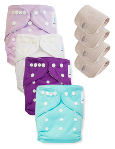 Lot de 4 Couches lavables tout en Un Te1 conçues à partir de matériaux certifiées OEKO TEX