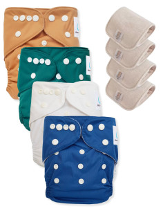 Lot de 4 Couches lavables tout en Un Te1 conçues à partir de matériaux certifiées OEKO TEX