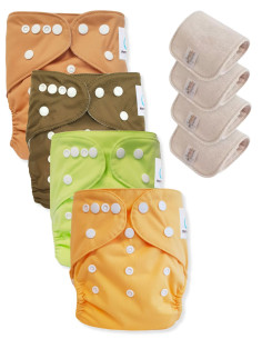 Lot de 4 Couches lavables tout en Un Te1 certifiées OEKO TEX