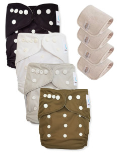 Lot de 4 Couches lavables tout en Un Te1 certifiées OEKO TEX