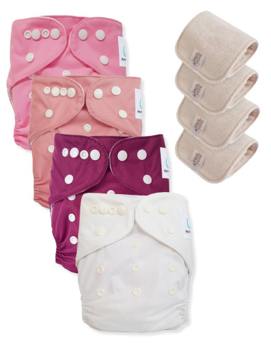 Lot de 4 Couches lavables tout en Un Te1 certifiées OEKO TEX